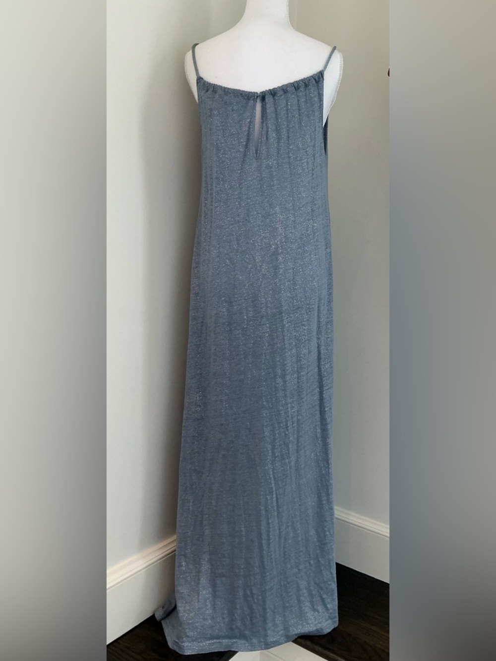 LAZUL Shimmery Blue Maxi Dress with Braided Straps - Picture 3 of 7